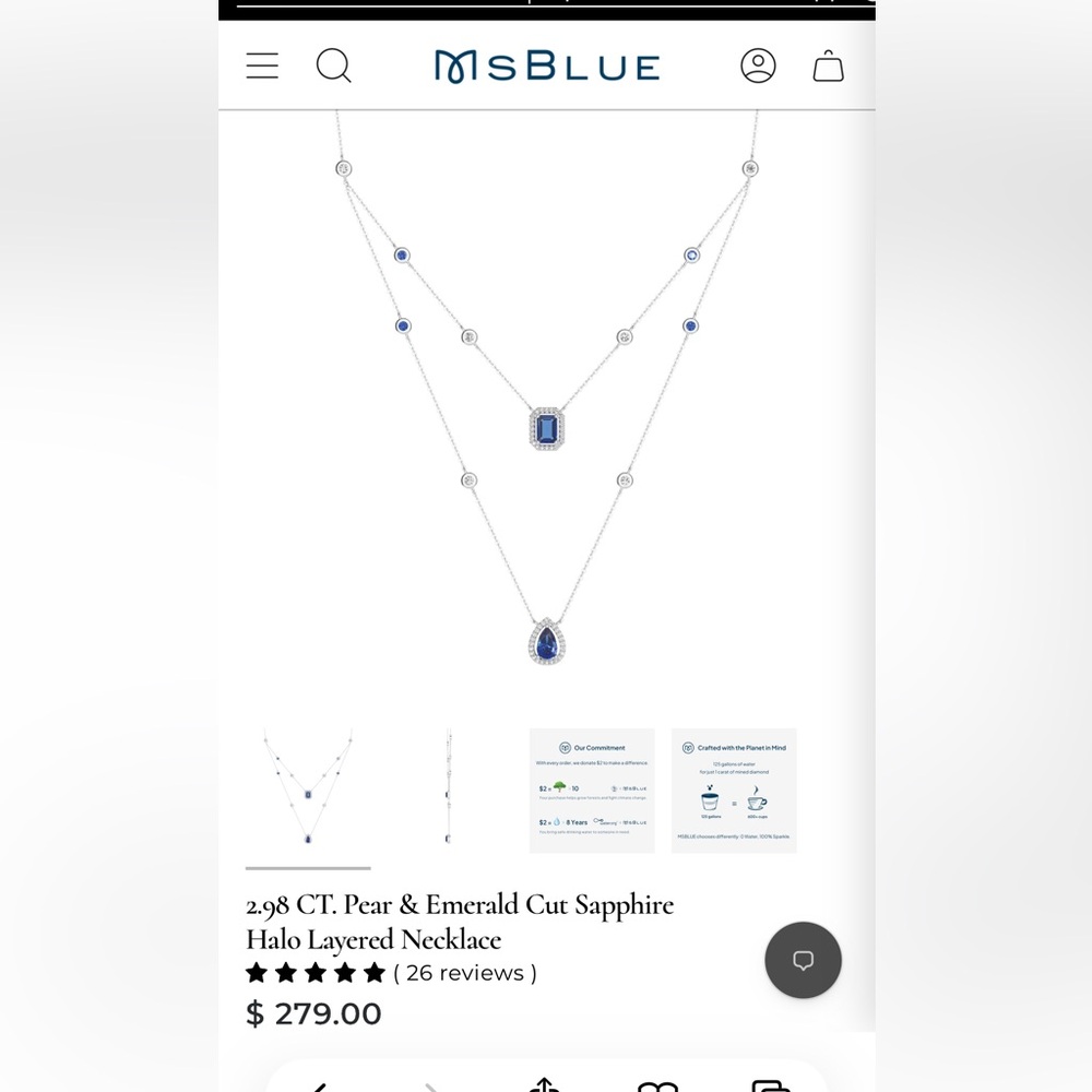 Pear & Emerald Cut Sapphire Halo Layered Necklace